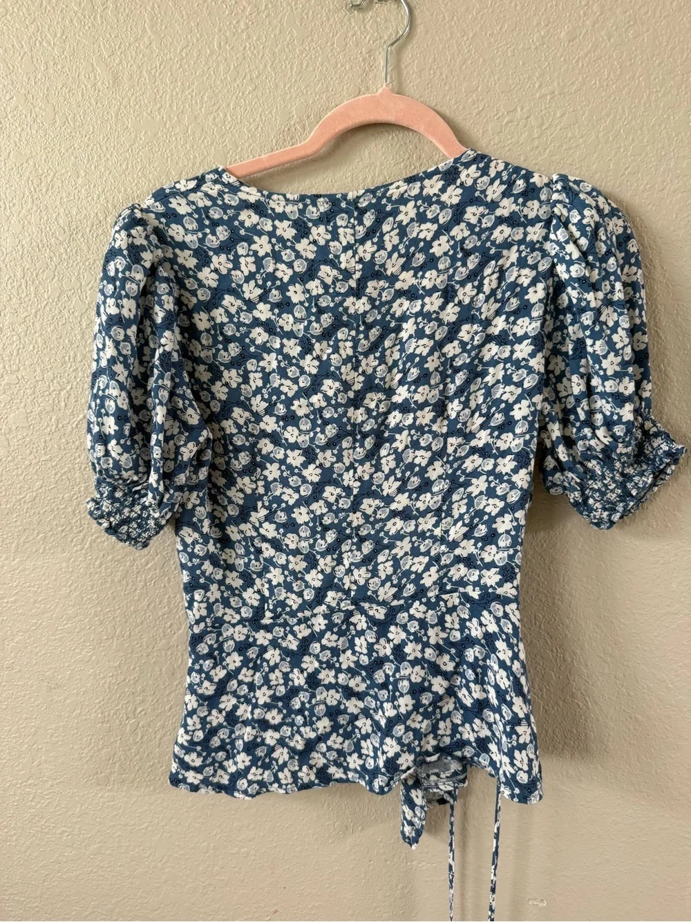 REFORMATION POIRE FLORAL WRAP TOP